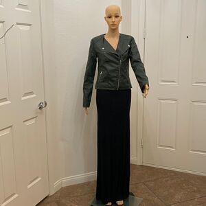 Stradivarius Bomber Jacket Small Green Silver Hardware Zipper Peplum Woman’s